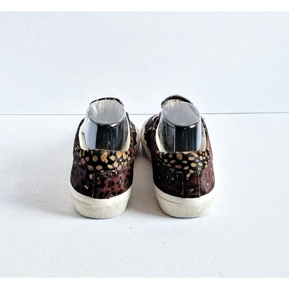 MADEWELL Sidewalk Low Top Sneakers Painted Leopard Calf Hair Sz 7.5 Brown - Picture 9 of 13